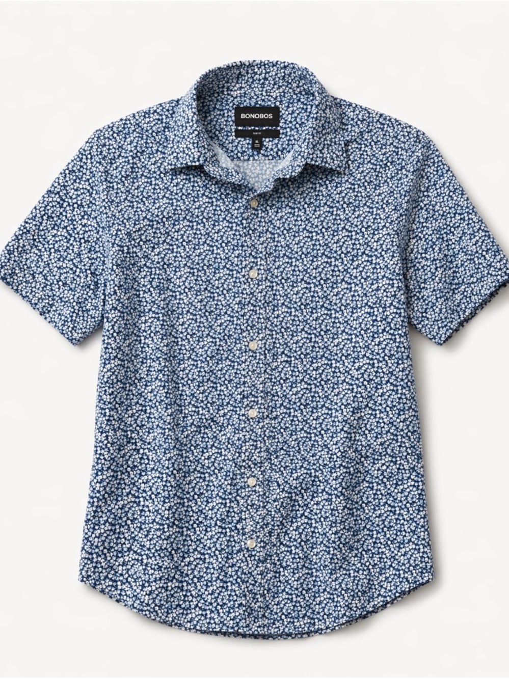 Bonobos Slim Fit Short Sleeve Button Down Shirt XL Blue White Floral